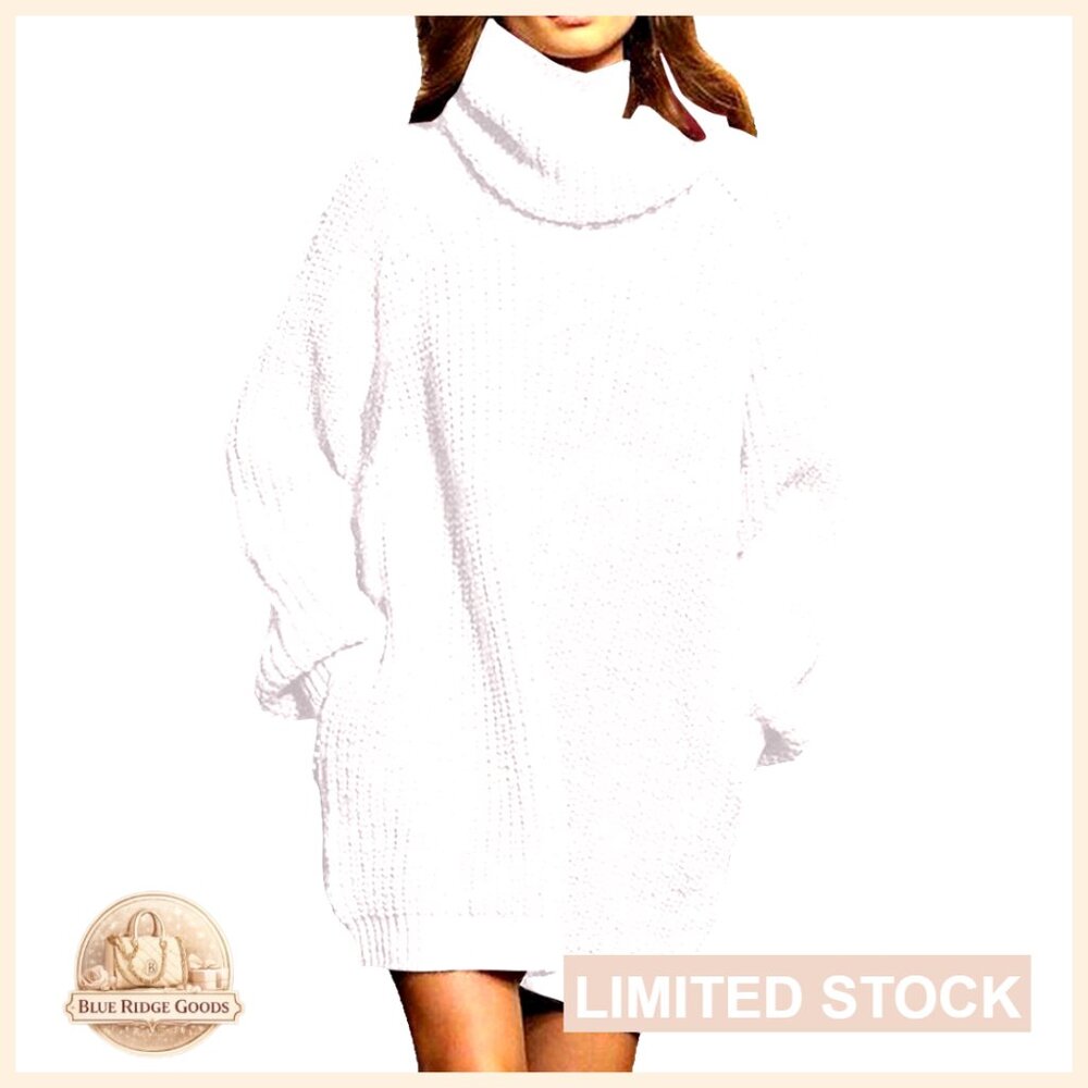 Oversized Turtleneck Sweater Dress Long Pullover Loose Fit Casual Chic Minimal